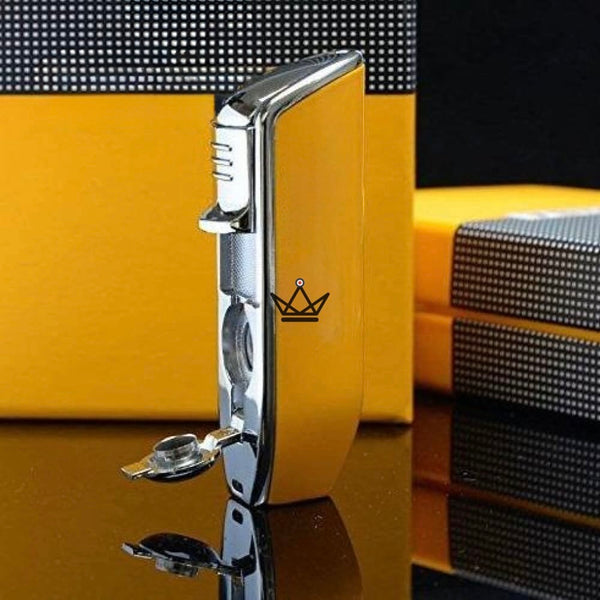 Briquet chalumeau 3 torches rechargeable à poinçon intégré — HOUDINI, Jaune