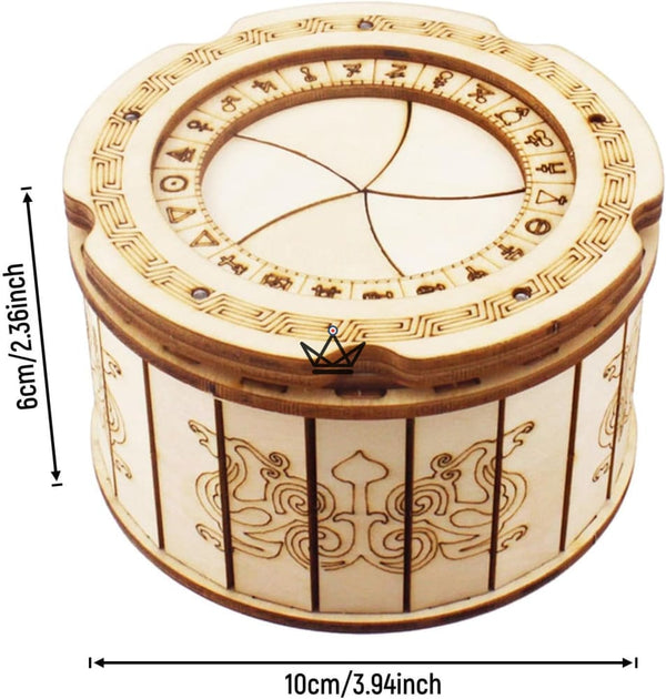 Puzzle 3D bois boîte secrète ronde, couvercle diaphragme - IRIS