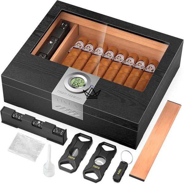Cave à Cigares avec coupe-cigares, Vitré, 35 cigares - Horizon Linux