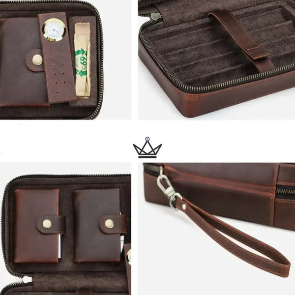 Étui à cigares en cuir personnalisable - Voyageur Signature - - etui cigare personnalisable - Cadeau, Noël, Anniversaire, Original, Fête des pères, fête des mères - Atelier Atypique