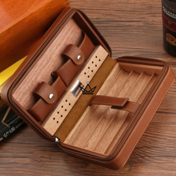 Cave à cigare de voyage en cuir - COHIBA STYLE Solo Marron