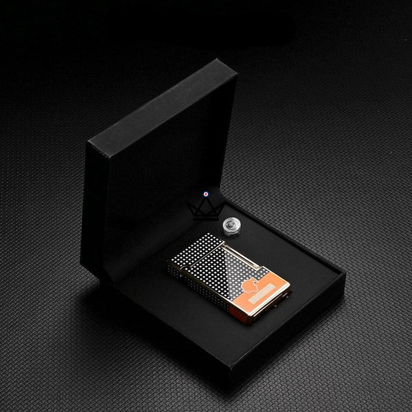 Briquet Chalumeau COHIBA - GAMBIT noir jaune rechargeable silex luxe poinçon ouvert coffret