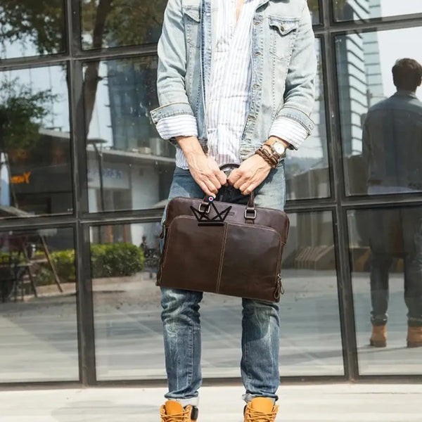 Sacoche de travail en cuir personnalisable - Galilée - - Sacoche personnalisable - Cadeau, Noël, Anniversaire, Original - Atelier Atypique