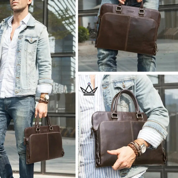 Sacoche de travail en cuir personnalisable - Galilée - - Sacoche personnalisable - Cadeau, Noël, Anniversaire, Original - Atelier Atypique