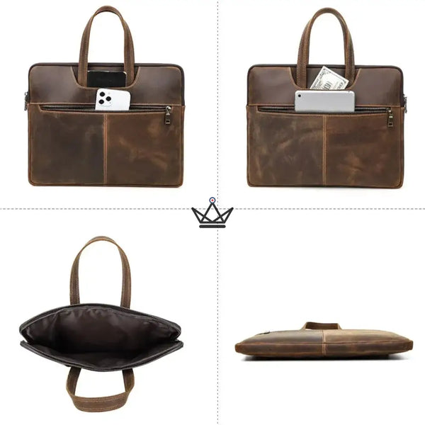 Sacoche de travail en cuir personnalisable - Edison - - Sacoche personnalisable - Cadeau, Noël, Anniversaire, Original - Atelier Atypique