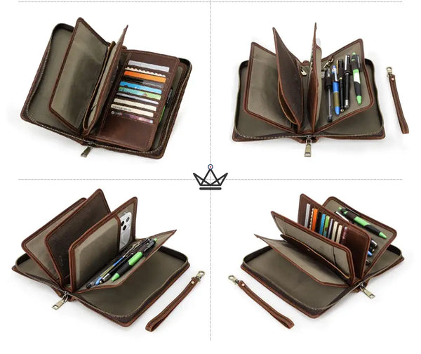 Organiseur de luxe en cuir - Voyageur Clutch (personnalisable) - - porte-carte personnalisable - Cadeau, Noël, Anniversaire, Original, Fête des pères, fête des mères - Atelier Atypique