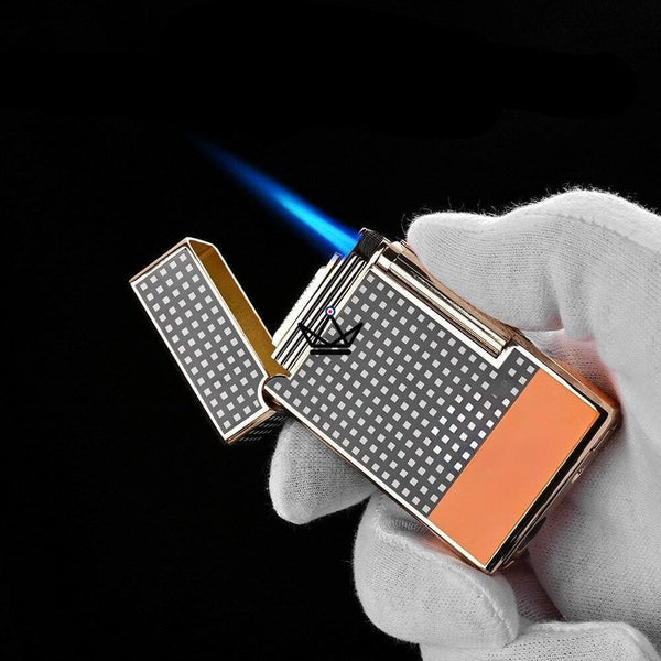 Briquet Chalumeau COHIBA - GAMBIT noir jaune rechargeable silex luxe poinçon allumé