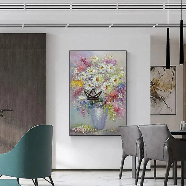 Peinture à l'huile sur toile XXL - Éclat Floral - - toile - Cadeau, Noël, Anniversaire, Original, Fête des pères, fête des mères - Atelier Atypique