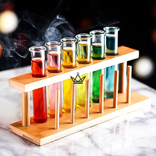 Portoir à éprouvettes en bois et éprouvettes en verre borosilicaté — CORNUE