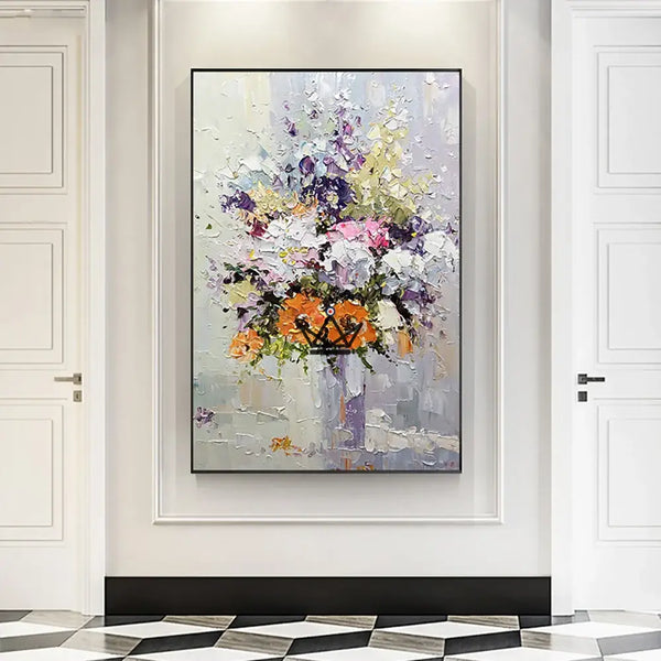 Peinture à l'huile sur toile XXL - Éclat Floral - - toile - Cadeau, Noël, Anniversaire, Original, Fête des pères, fête des mères - Atelier Atypique