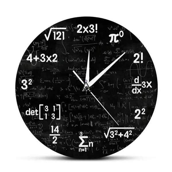 Wandklok schoolbord wiskundige vergelijkingen - THEOREMA