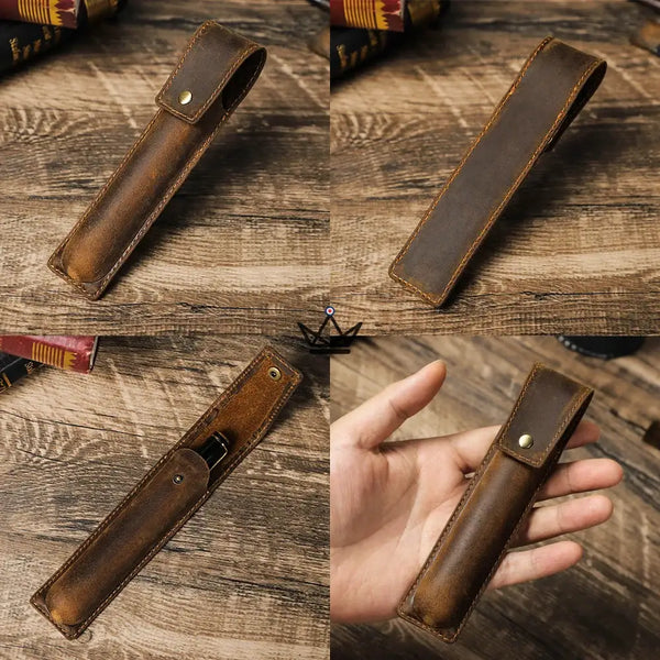 Etui en cuir de luxe pour stylo plume - Voyageur Valet (personnalisable) - - etui stylo personnalisable - Cadeau, Noël, Anniversaire, Original, Fête des pères, fête des mères - Atelier Atypique