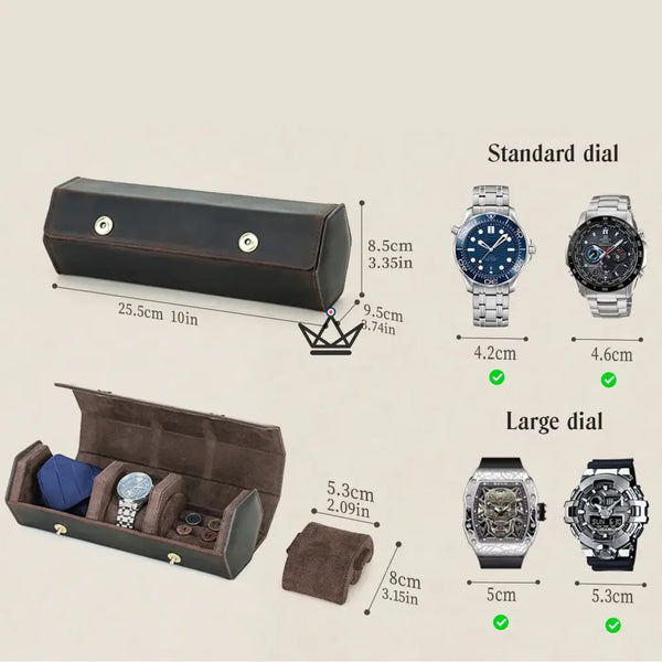 Personaliseerbare lederen reisetui voor horloges en das — GENTLEMAN-reiziger – 5/6