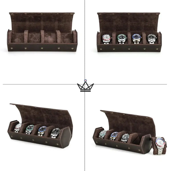 Etui de voyage personnalisable pour montre automatique en cuir — Voyageur Hexagone – 20/26