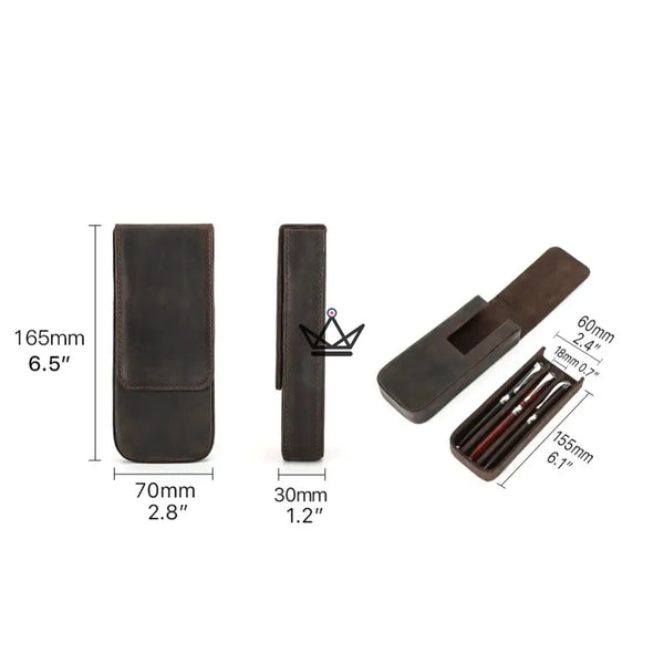 Personaliseerbare leren etui voor 3 pennen met uitneembaar plateau — Voyageur TERCET – 6/18