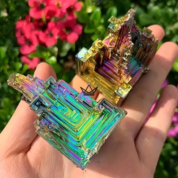 Iridescent bismutkristal in trapvorm, uniek exemplaar - BISMA