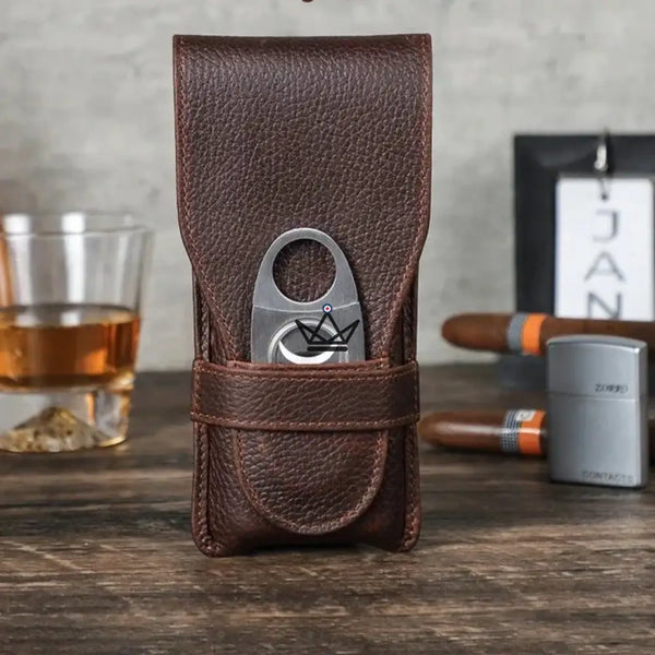 Etui 3 Cigares en cuir personnalisable - Voyageur Pocket - - etui cigare personnalisable - Cadeau, Noël, Anniversaire, Original, Fête des pères, fête des mères - Atelier Atypique