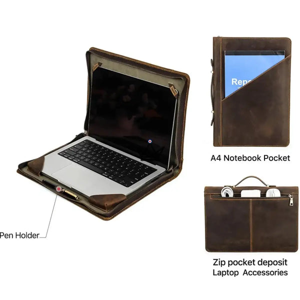 Aanpasbare lederen MacBook-hoes 13"-16" - CODEX Voyager
