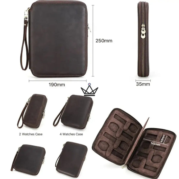Personaliseerbare reisetui voor horloges – Voyageur Keeper — Volnerfleer, 4 maten: 2 tot 8 horloges – 17/20