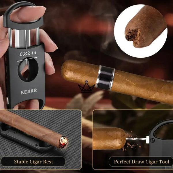 Coffret voyage cigare New Origin — mini-humidor portable, hygromètre & 5 accessoires intégrés – 12/16