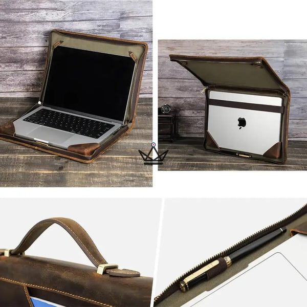 Aanpasbare lederen MacBook-hoes 13"-16" - CODEX Voyager