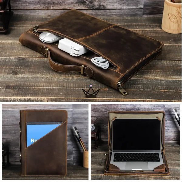 Aanpasbare lederen MacBook-hoes 13"-16" - CODEX Voyager