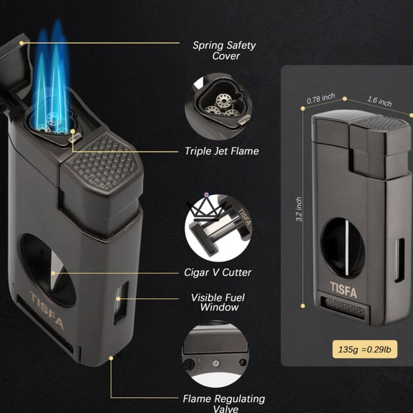 Pack Cave à cigare de voyage en cuir + Briquet - TISFA STYLE - - cave a cigare - Cadeau, Noël, Anniversaire, Original - Atelier Atypique