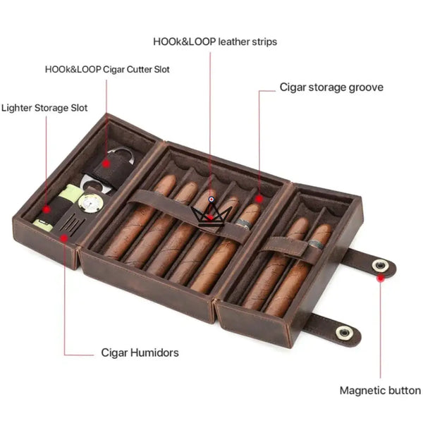 Cave à Cigares en Cuir personnalisable - Voyageur King - - etui cigare personnalisable - Cadeau, Noël, Anniversaire, Original, Fête des pères, fête des mères - Atelier Atypique