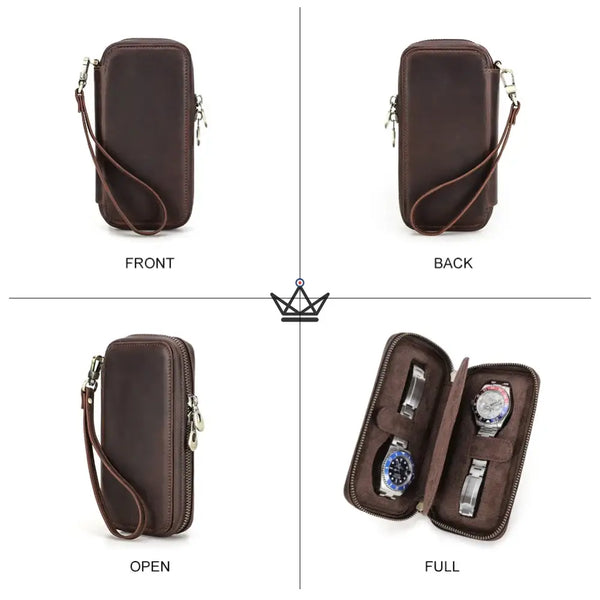 Personaliseerbare reisetui voor horloges – Voyageur Keeper — Volnerfleer, 4 maten: 2 tot 8 horloges – 13/20