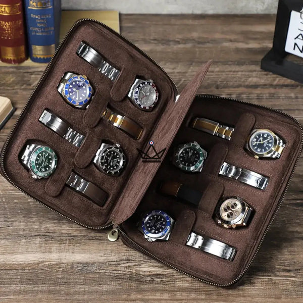 Personaliseerbare reisetui voor horloges – Voyageur Keeper — Volnerfleer, 4 maten: 2 tot 8 horloges, 8 Horloges
