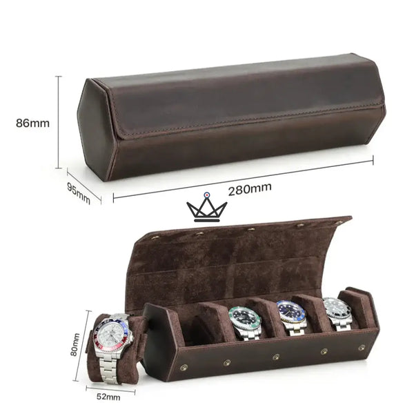 Etui de voyage personnalisable pour montre automatique en cuir — Voyageur Hexagone – 16/26