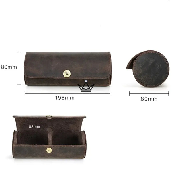 Étui à cravates en cuir personnalisable, 1 ou 2 cravates — Voyageur ASCOT – 9/15