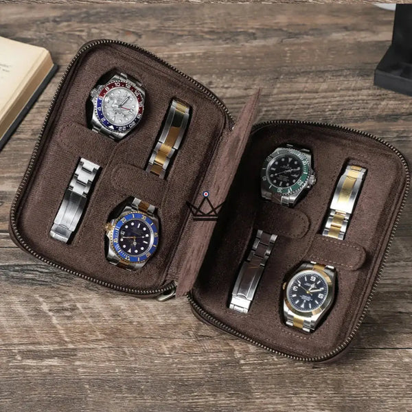 Personaliseerbare reisetui voor horloges – Voyageur Keeper — Volnerfleer, 4 maten: 2 tot 8 horloges, 4 Horloges