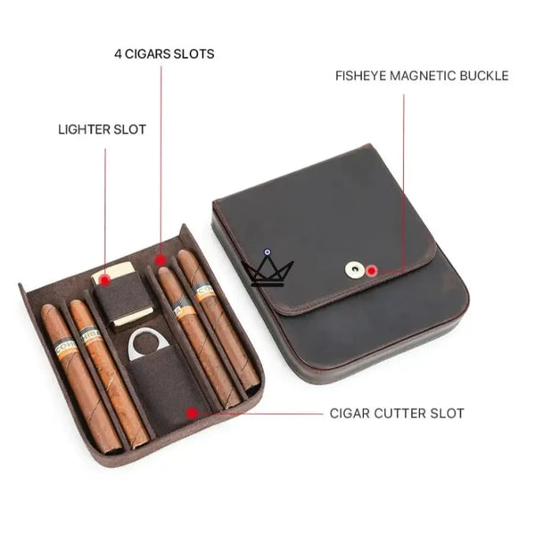 Étui à cigares en cuir personnalisable - Voyageur Quad - - etui cigare personnalisable - Cadeau, Noël, Anniversaire, Original, Fête des pères, fête des mères - Atelier Atypique