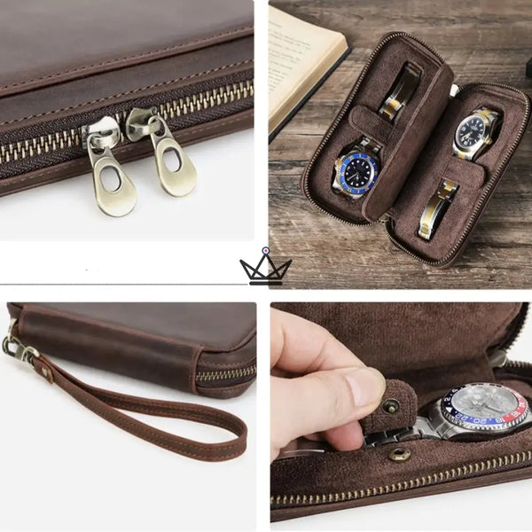 Personaliseerbare reisetui voor horloges – Voyageur Keeper — Volnerfleer, 4 maten: 2 tot 8 horloges – 7/20