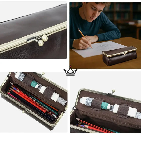 Trousse en Cuir Personnalisable Fermoir Vintage — Voyageur SCRIPT – 7/8