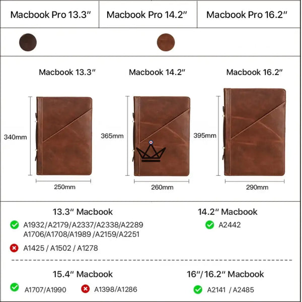 Aanpasbare lederen MacBook-hoes 13"-16" - CODEX Voyager