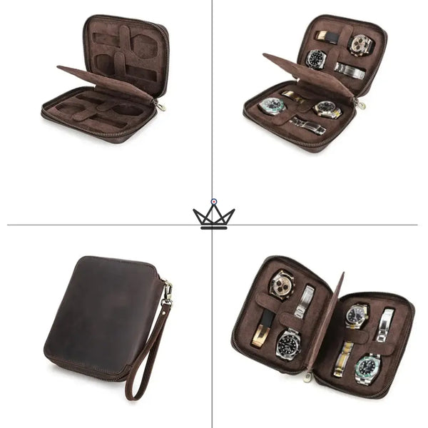 Personaliseerbare reisetui voor horloges – Voyageur Keeper — Volnerfleer, 4 maten: 2 tot 8 horloges – 19/20