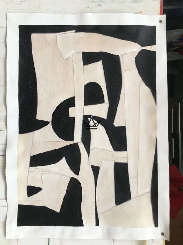 Peinture à l'huile sur toile XXL - Monochrome Abstraction - - toile - Cadeau, Noël, Anniversaire, Original, Fête des pères, fête des mères - Atelier Atypique