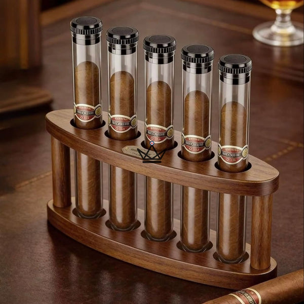 Cave à Cigares de Bureau Quintet Bois Acacia — 5 Tubes