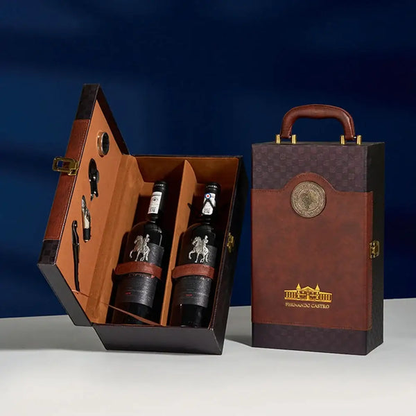 Geschenkset met 2 flessen wijn en sommelieraccessoires — SOMMELIER, Chocoladeschaakbord