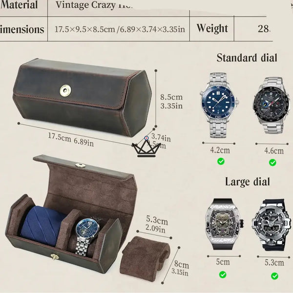 Personaliseerbare lederen reisfoedraal voor horloge en das - GENTLEMAN COMPACT reiziger