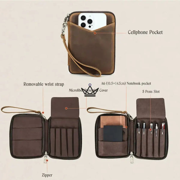 Organiseur de Poche en Cuir - Stylos & carnets personnalisable - VOYAGEUR Plume