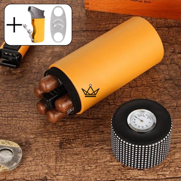 Cave à cigare Cylindre COHIBA avec briquet vargas et coupe cigare pack