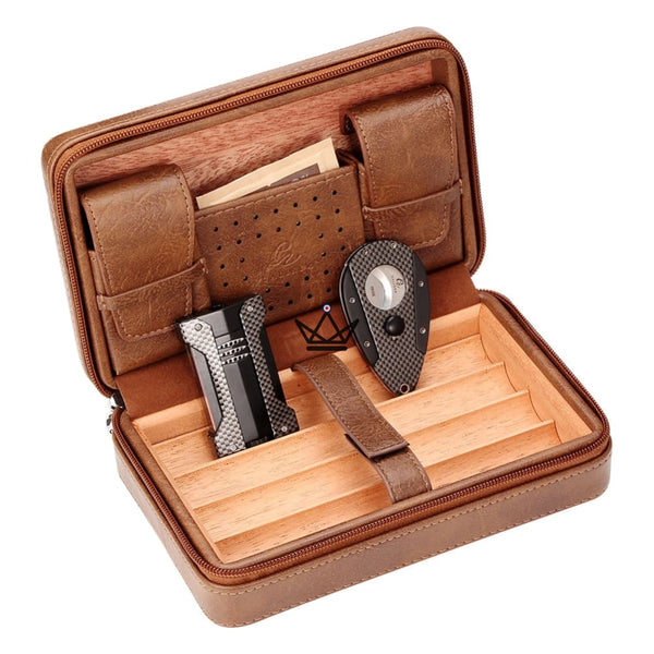 Cave à cigare de voyage en cuir - SOCRATE STYLE - - cave a cigare - Cadeau, Noël, Anniversaire, Original - Atelier Atypique