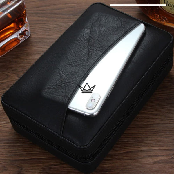 Cave à cigare de voyage en cuir - SOCRATE STYLE - - cave a cigare - Cadeau, Noël, Anniversaire, Original - Atelier Atypique