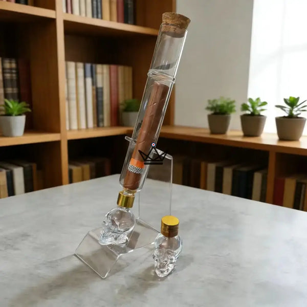 Glazen sigareninfuser, schedelreservoir en houder — INFUSIO SKULL – 7/8