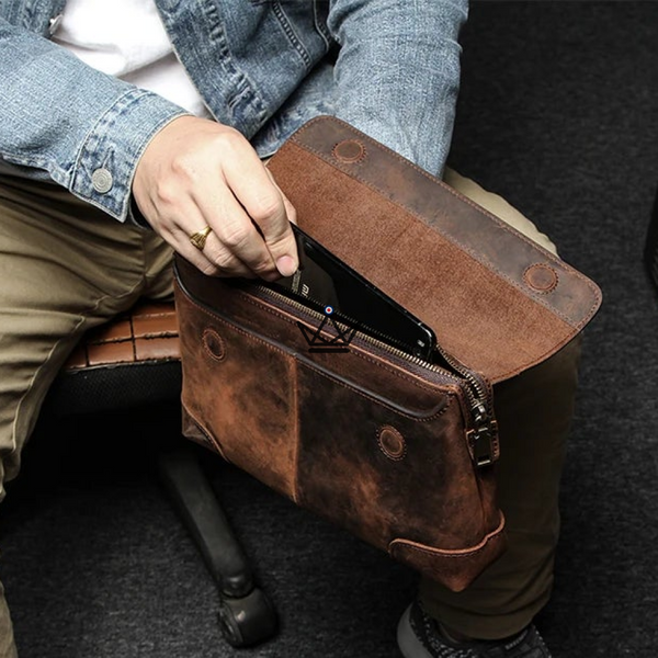 Aanpasbare lederen organizer-etui voor iPad mini met handgreep — MANUSCRIT Voyageur – 3/10