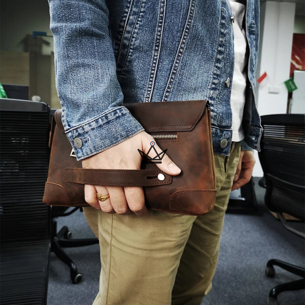 Aanpasbare lederen organizer-etui voor iPad mini met handgreep — MANUSCRIT Voyageur – 4/10