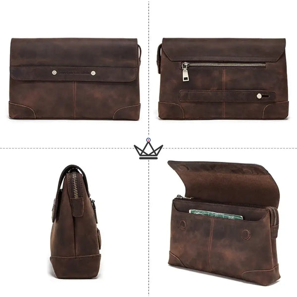 Aanpasbare lederen organizer-etui voor iPad mini met handgreep — MANUSCRIT Voyageur – 5/10